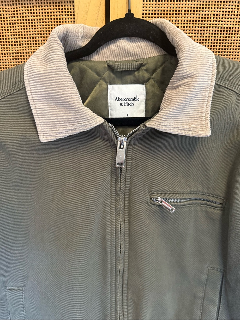 Abercrombie and Fitch Cropped Twill Workwear Jacket size large VGUC - Picture 4 of 7
